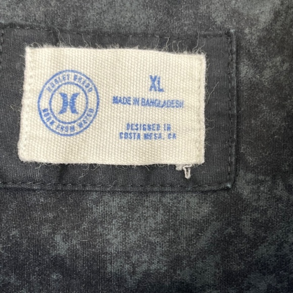 Hurley Shirt Adult Extra Large Black Button Up Blue Floral Casual Outdoor Men - Picture 5 of 12